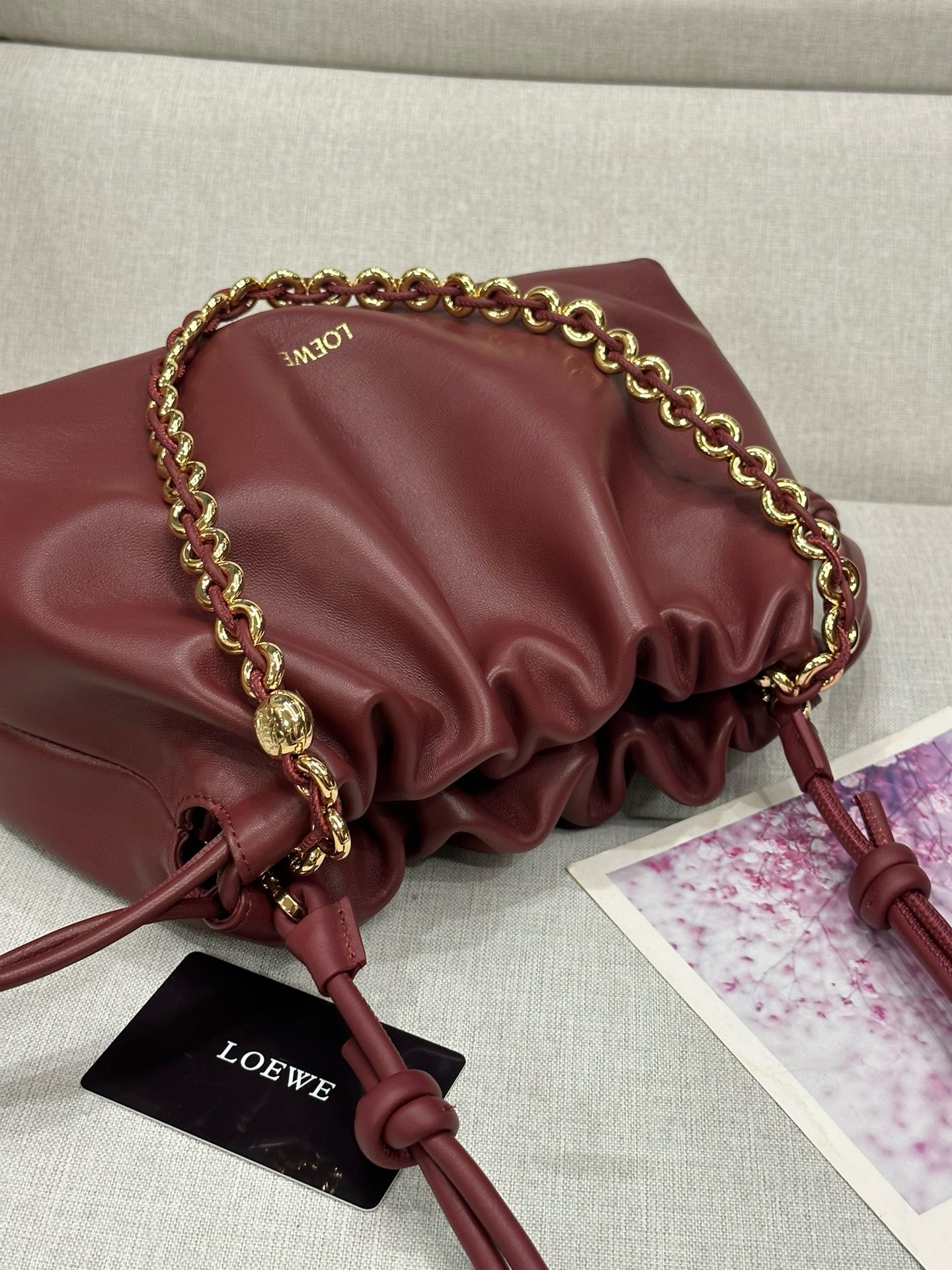 Loewe Napa Lamb Leather Flamenco Purse 80696 Burgundy