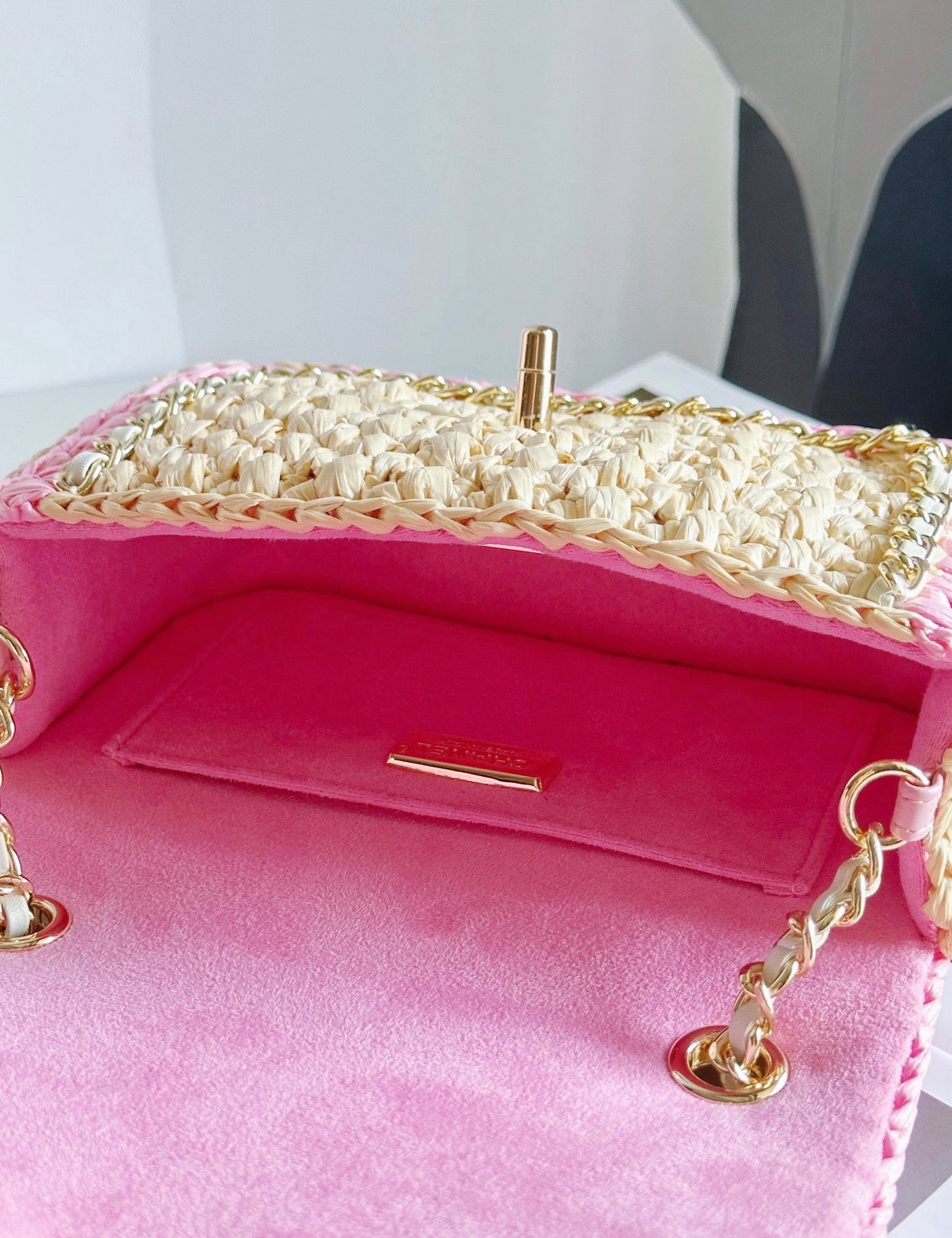 Chanel Weaving Mini Flap Bag AS6009 pink&Beige