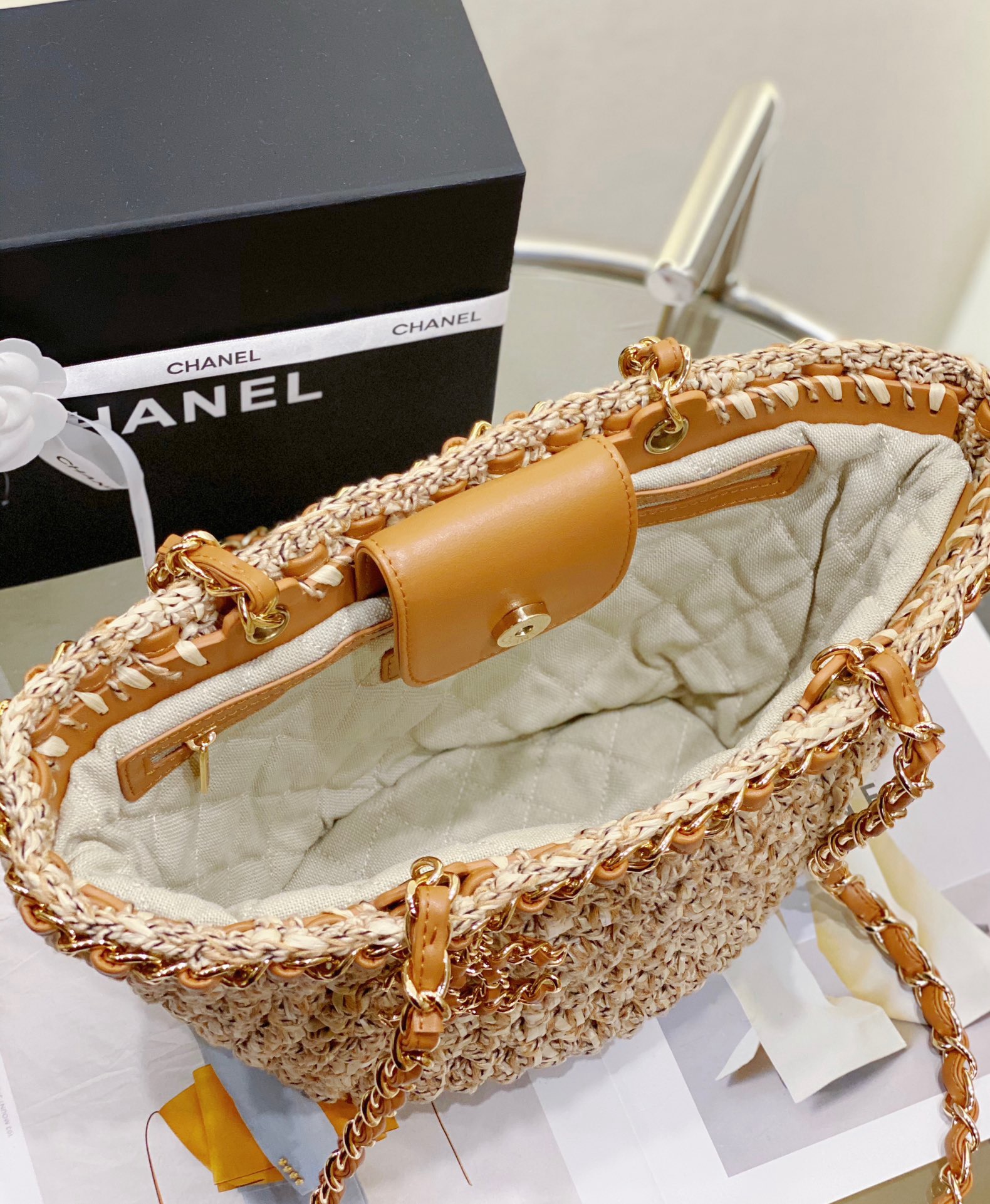 Chanel Weaving Shoulder Bags AS6010 brown