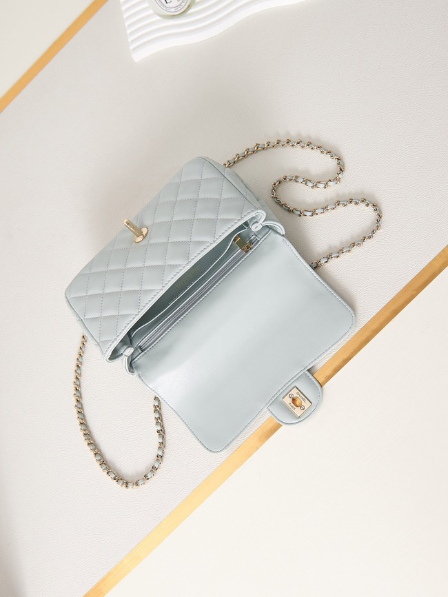 Chanel MINI FLAP BAG WITH TOP HANDLE AS4024 Ice blue