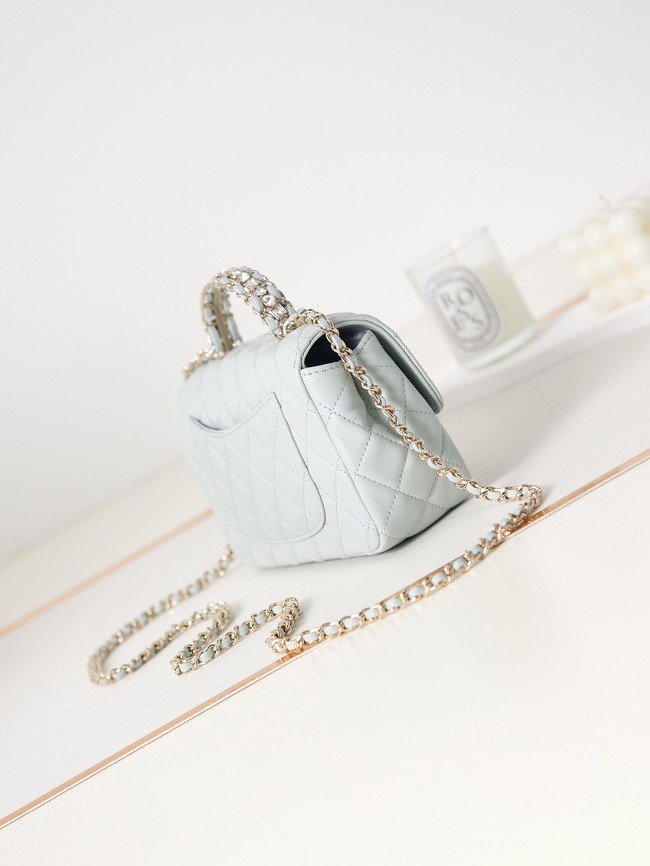 Chanel MINI FLAP BAG WITH TOP HANDLE AS4024 Ice blue