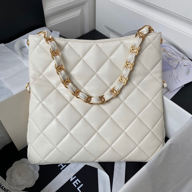 Chanel Shoulder Bag Lambskin & Gold-Tone Metal AS4754 white