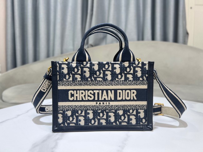 Mini Dior Book Tote Blue Dior Oblique Embroidery S5573C