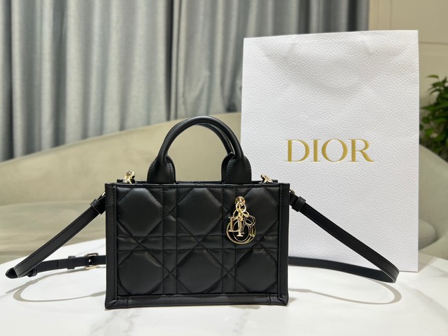 Mini Dior Book Tote Macrocannage Calfskin S5573OW black