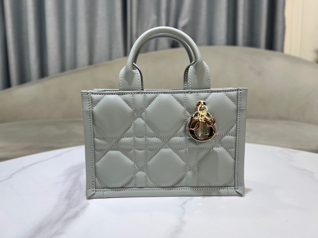 Mini Dior Book Tote Macrocannage Calfskin S5573OW gray