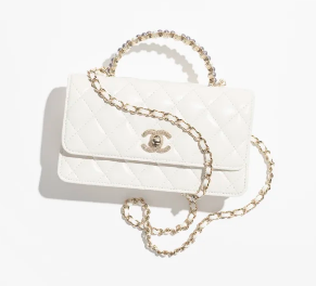 CHANEL CLUTCH WITH CHAIN Shiny Crumpled Lambskin AP3803 White