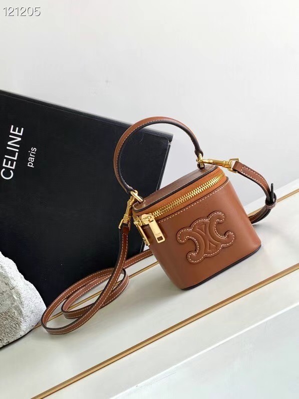 CELINE MINI VANITY CASE IN CALFSKIN 10J762 brown