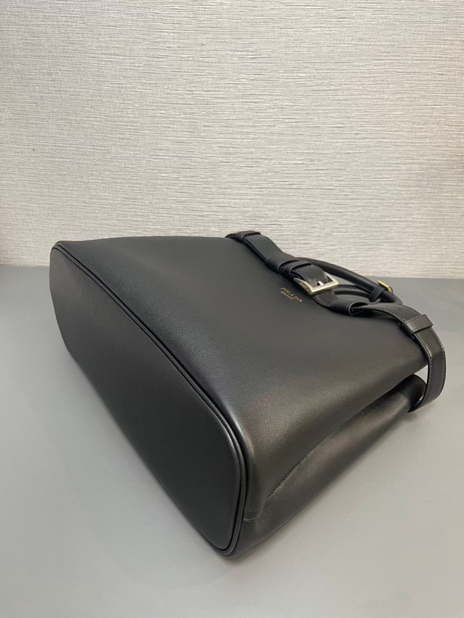 Prada Buckle large leather handbag with belt 1BA416 black