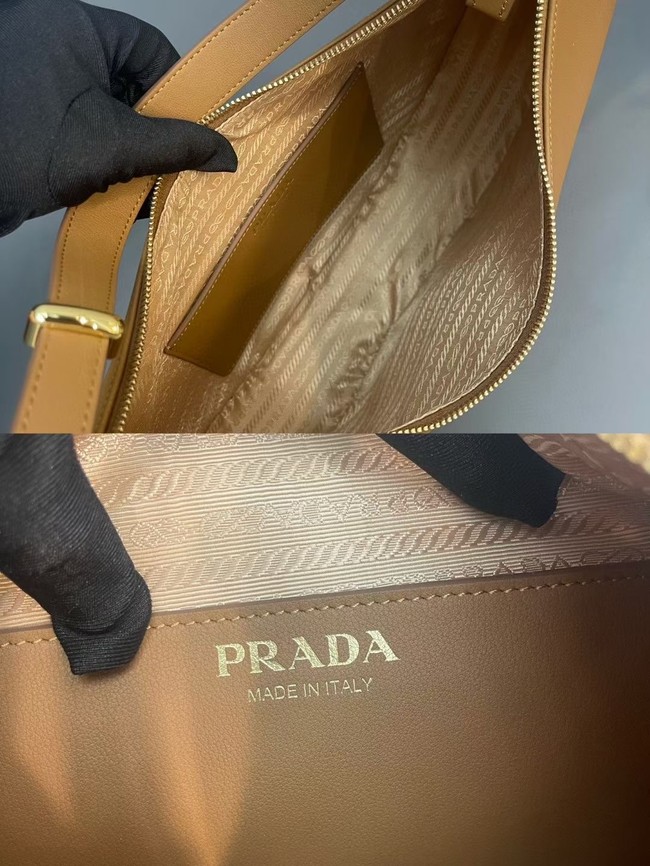 Prada Large leather shoulder bag 1BC212 Caramel