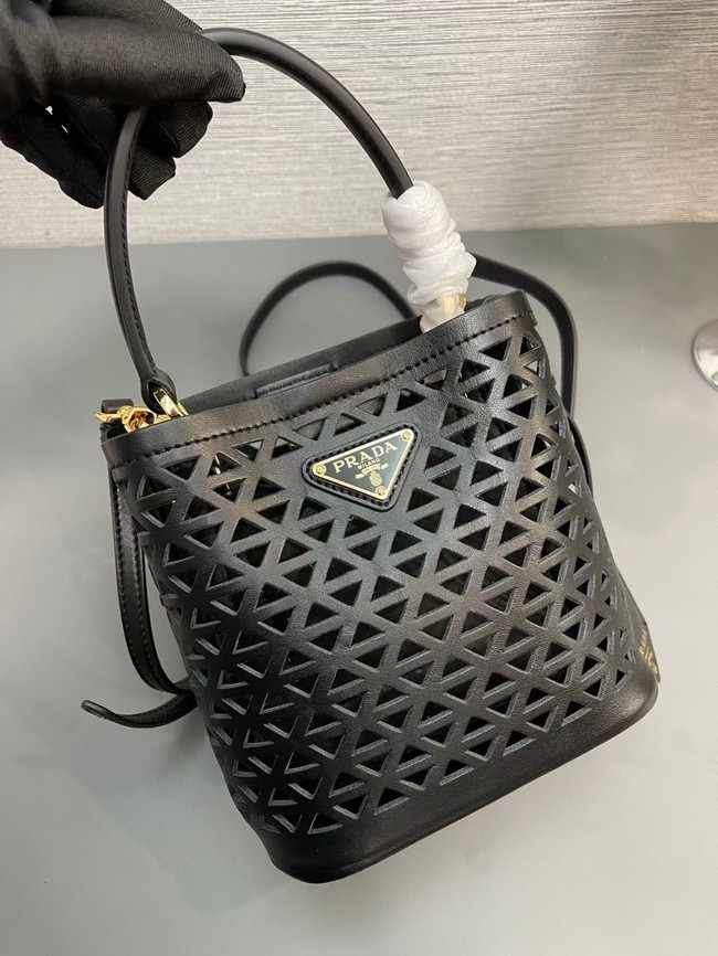 Prada Panier leather mini-bag with cut-out motif 1BA217 black