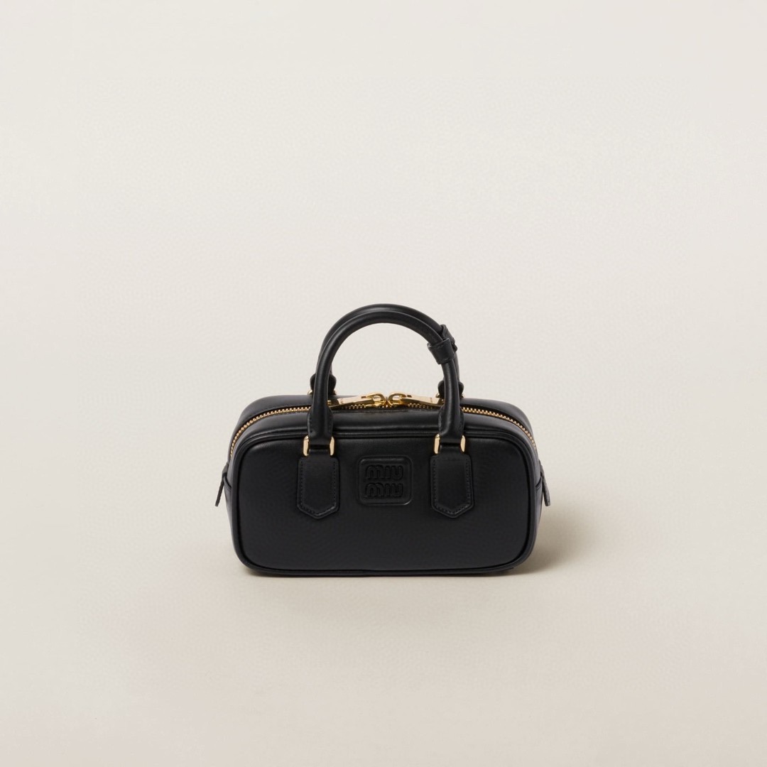 MIU MIU Original Leather Top Handle Bag 5BB147 BLACK