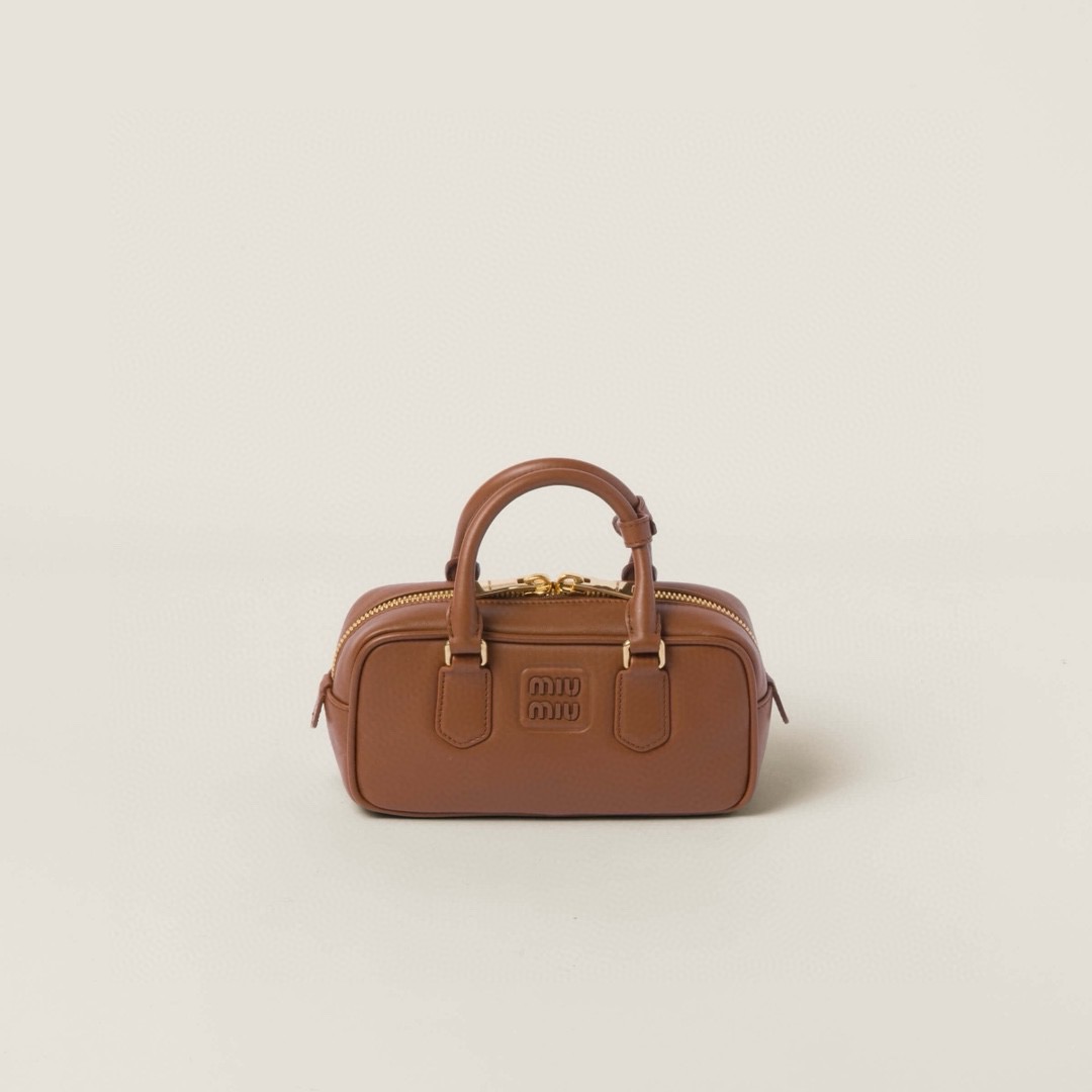 MIU MIU Original Leather Top Handle Bag 5BB147 BROWN