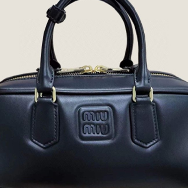 MIU MIU Original Leather Top Handle Bag 5BB148 black