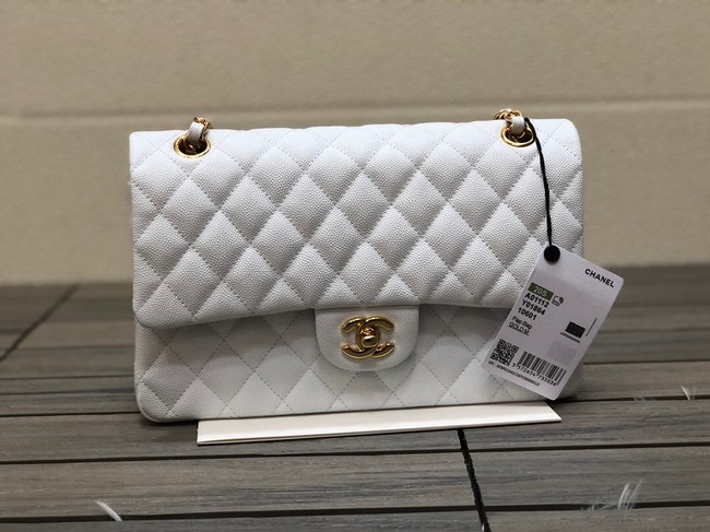 CHANEL CLASSIC 11.12 HANDBAG AS01112 WHITE&GOLD Metal