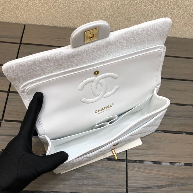 CHANEL CLASSIC 11.12 HANDBAG AS01112 WHITE&GOLD Metal