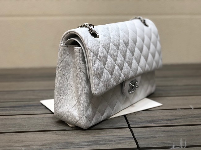 CHANEL CLASSIC 11.12 HANDBAG AS01112 WHITE&Silver Metal