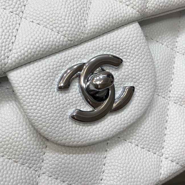 CHANEL CLASSIC 11.12 HANDBAG AS01112 WHITE&Silver Metal