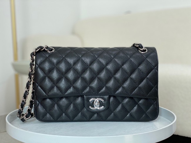 CHANEL CLASSIC 11.12 HANDBAG AS01112 BLACK&Silver Metal