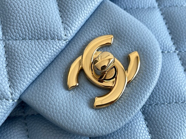 CHANEL CLASSIC 11.12 HANDBAG AS01112 BLUE&GOLD Metal