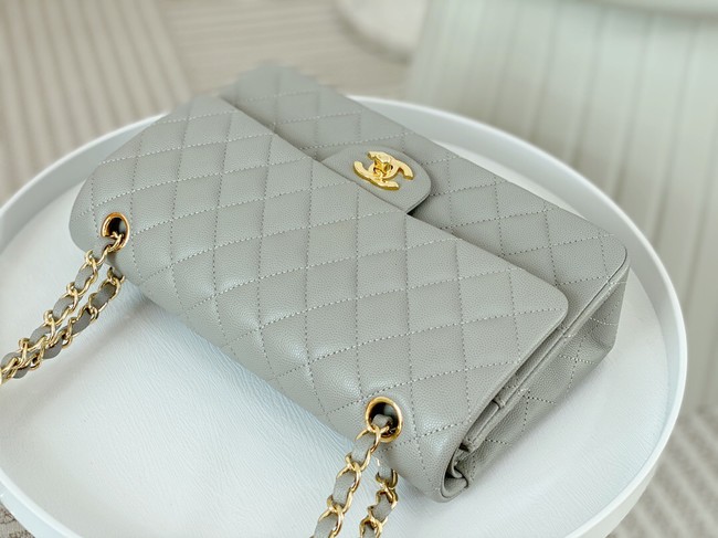 CHANEL CLASSIC 11.12 HANDBAG AS01112 GRAY&GOLD Metal