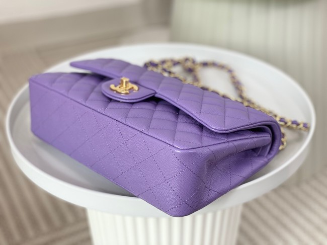 CHANEL CLASSIC 11.12 HANDBAG AS01112 Purple&GOLD Metal