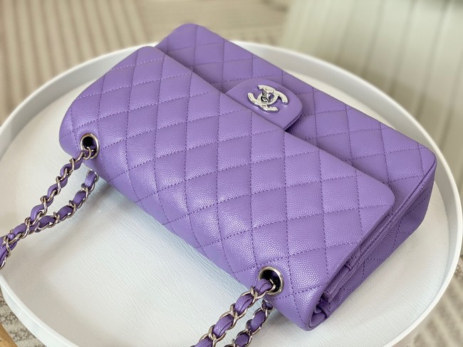 CHANEL CLASSIC 11.12 HANDBAG AS01112 Purple&Silver Metal