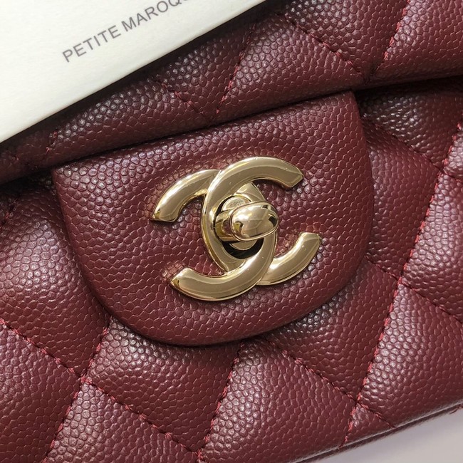 CHANEL CLASSIC 11.12 HANDBAG AS01112 Wine&GOLD Metal