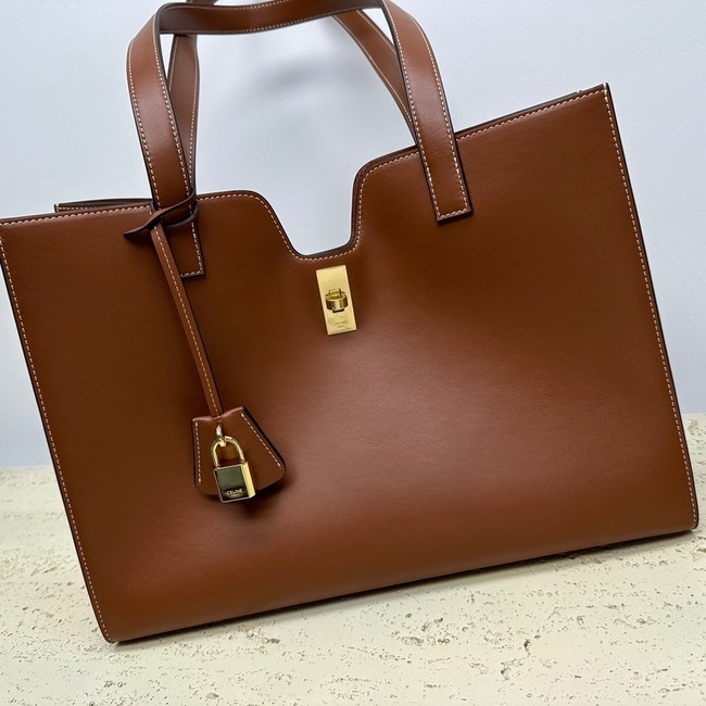 CELINE CABAS 16 IN SMOOTH CALFSKIN 112583 brown