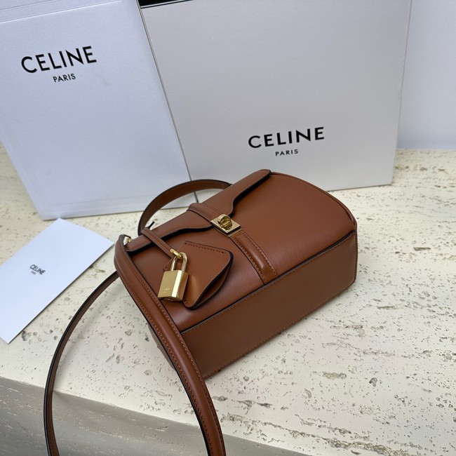 CELINE MINI 16 IN SATINATED CALFSKIN 197983 brown