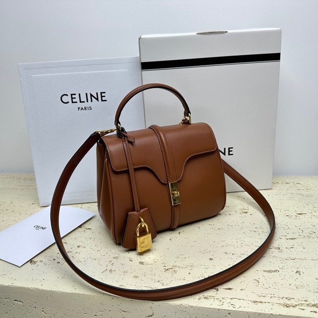 CELINE MINI 16 IN SATINATED CALFSKIN 197983 brown