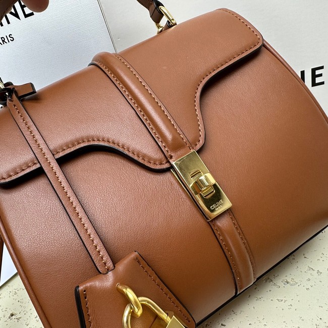 CELINE MINI 16 IN SATINATED CALFSKIN 197983 brown