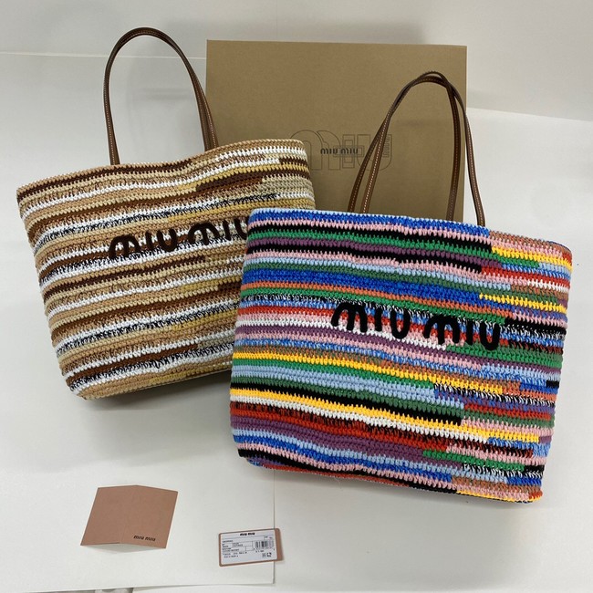 MIUMIU IN RAFFIA Shoulder Bags 5BB159 Rainbow