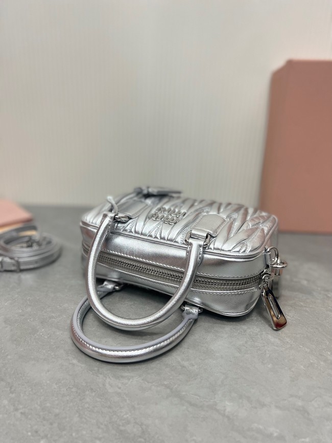 MIU MIU Original Leather Top Handle Bag 5BB123 Silver