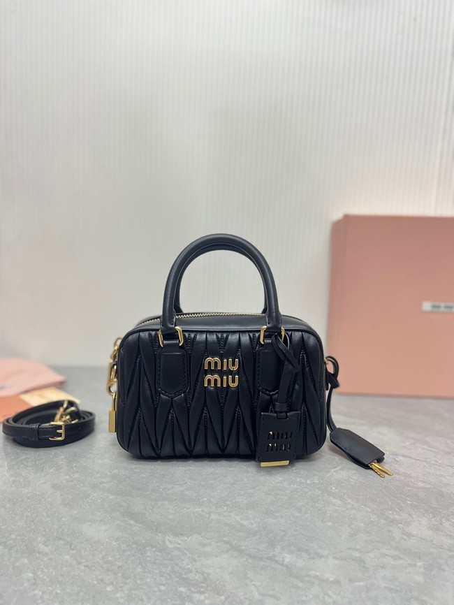 MIU MIU Original Leather Top Handle Bag 5BB123 black