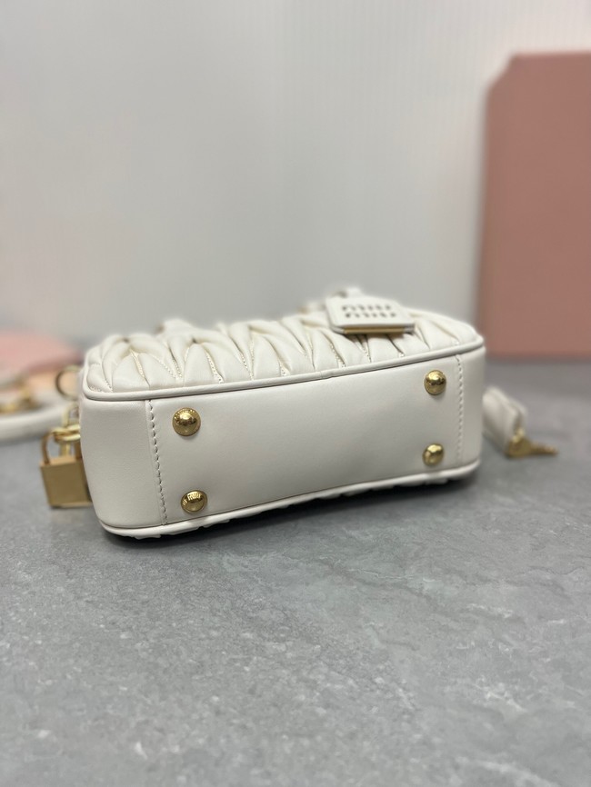 MIU MIU Original Leather Top Handle Bag 5BB123 white