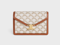 CELINE ENVELOPPE BAG IN TRIOMPHE CANVAS AND CALFSKIN 113322 WHITE