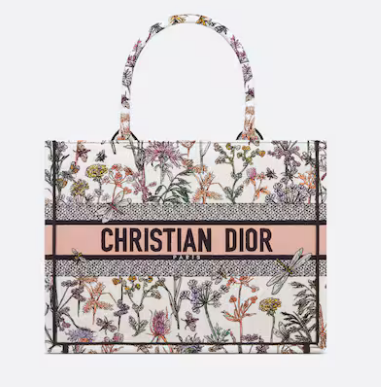 Medium Dior Book Tote White Multicolor Dior Herbarium Embroidery M1296ZEG