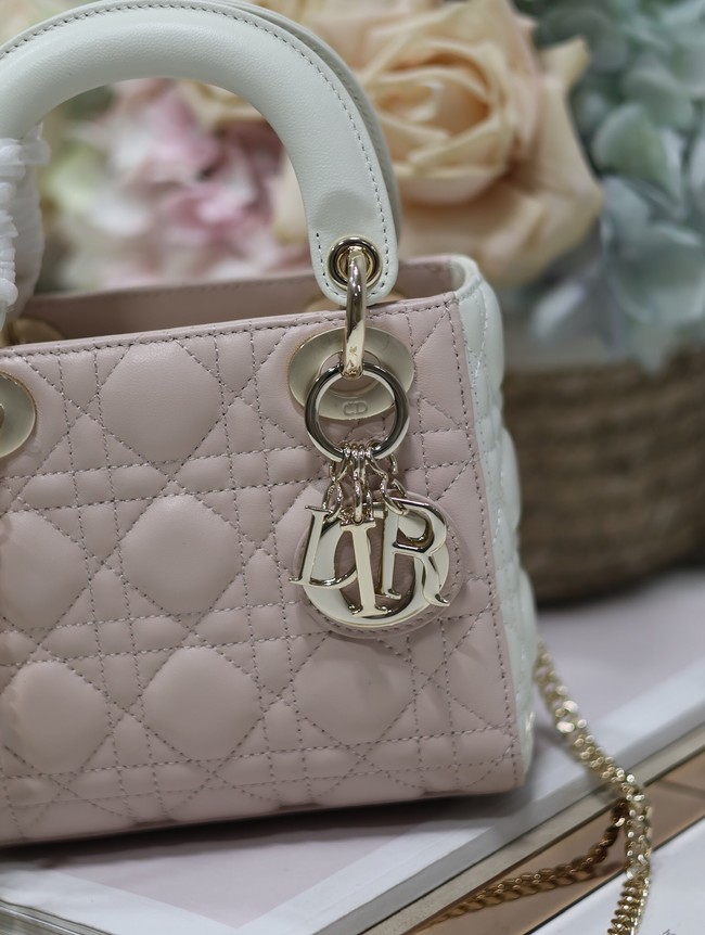 Mini Lady Dior Bag Two-Tone Latte and Powder Pink Cannage Lambskin M0505ONI