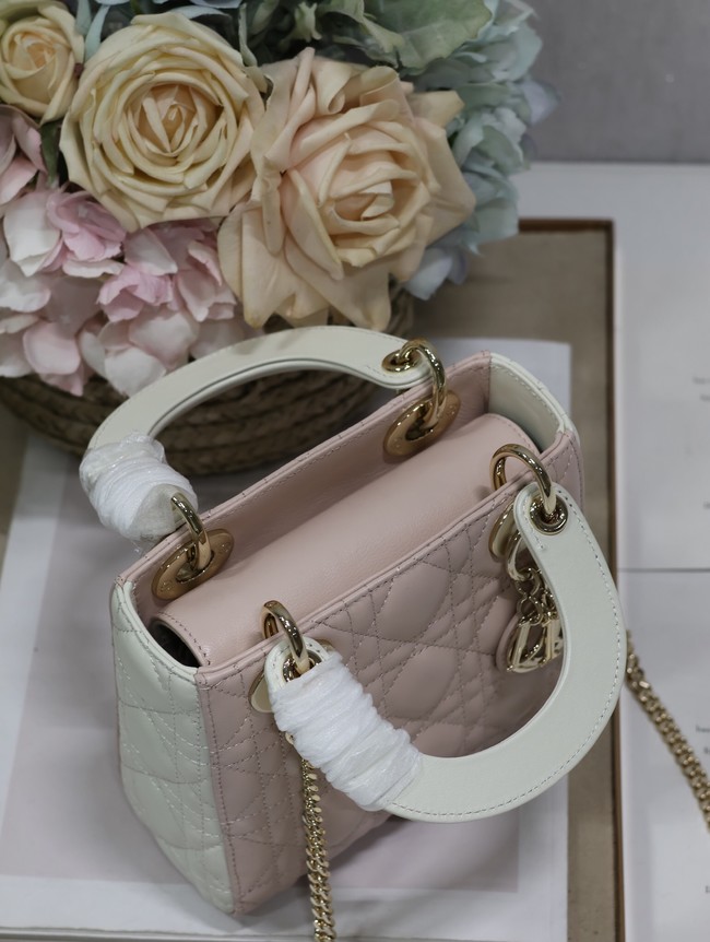 Mini Lady Dior Bag Two-Tone Latte and Powder Pink Cannage Lambskin M0505ONI