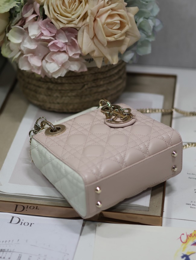 Mini Lady Dior Bag Two-Tone Latte and Powder Pink Cannage Lambskin M0505ONI