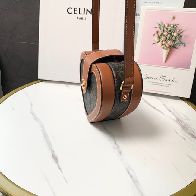 CELINE ENVELOPPE BAG IN TRIOMPHE CANVAS AND CALFSKIN 198212 TAN