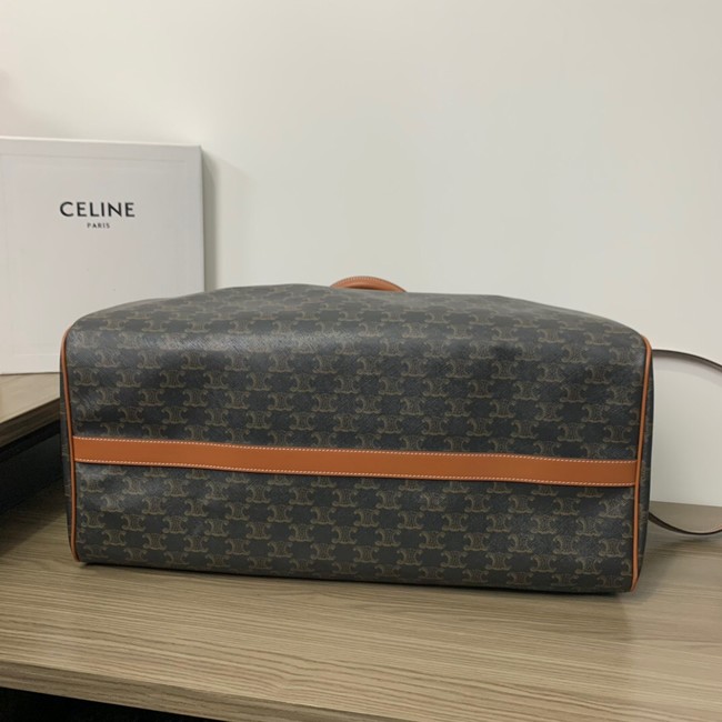 CELINE LARGE VOYAGE BAG IN TRIOMPHE CANVAS WITH CELINE PRINT 191472 TAN