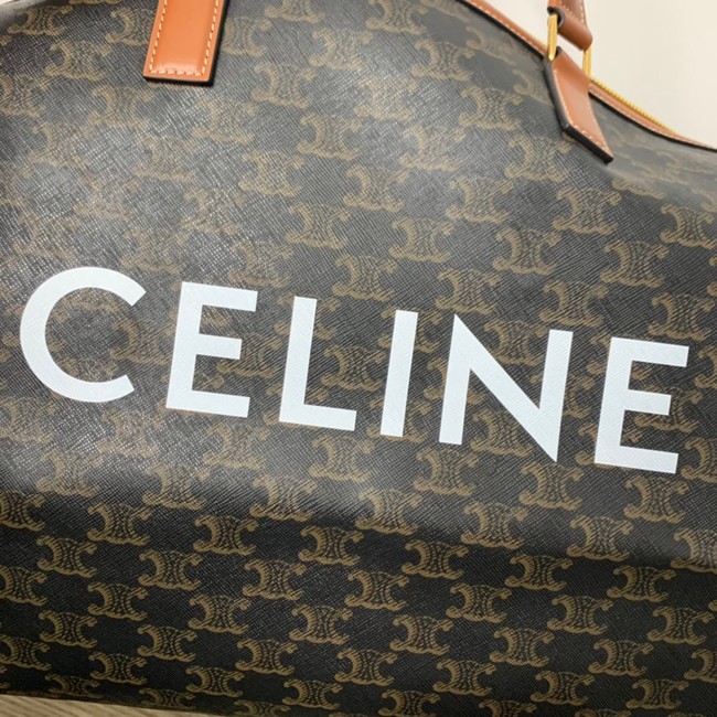 CELINE LARGE VOYAGE BAG IN TRIOMPHE CANVAS WITH CELINE PRINT 191472 TAN