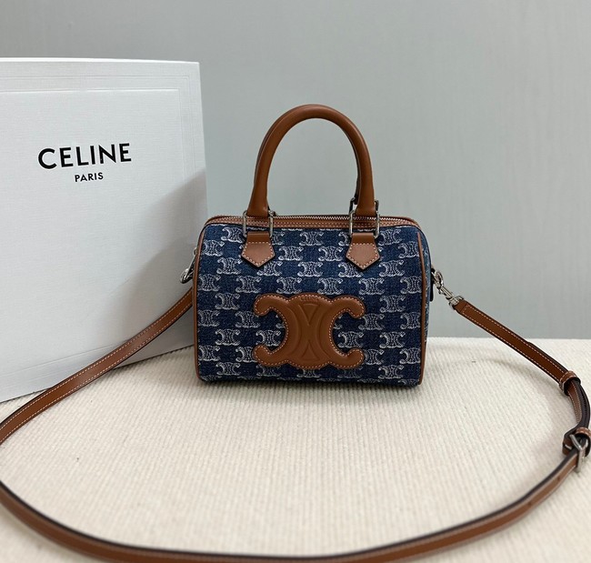 CELINE SMALL BOSTON IN Denim Blue AND CALFSKIN 113772