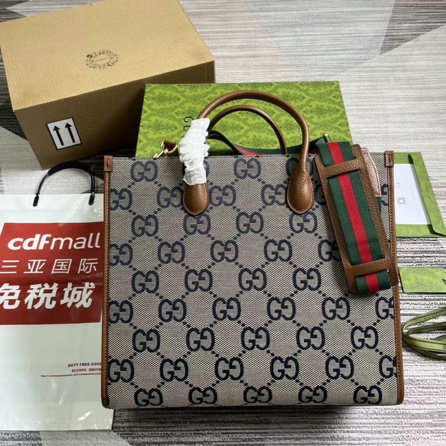 Gucci Tote bag with jumbo GG 678839 blue&brown