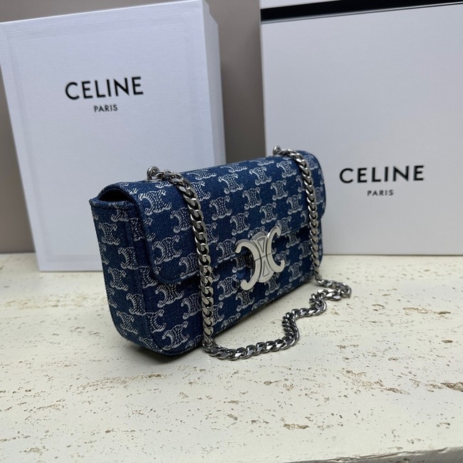 CELINE CHAIN SHOULDER BAG Denim Blue 197993