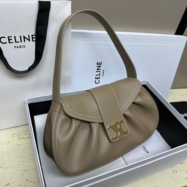 CELINE MEDIUM POLLY BAG IN SUPPLE CALFSKIN 115633 BROWN SEPIA