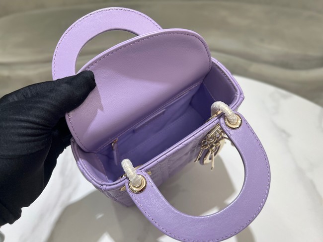 Mini Lady Dior Bag Lilac Cannage Lambskin M0505O