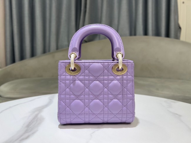 Mini Lady Dior Bag Lilac Cannage Lambskin M0505O