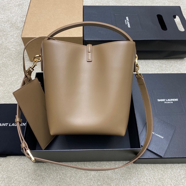 SAINT LAURENT LE 37 IN SHINY LEATHER 742828 Khaki